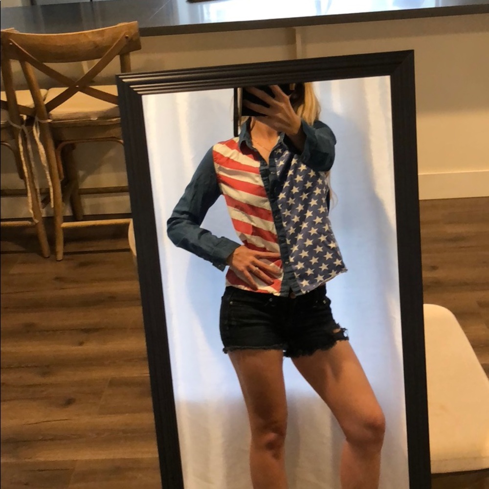 Patriotic, Small, Snap up, long sleeve, shirt!